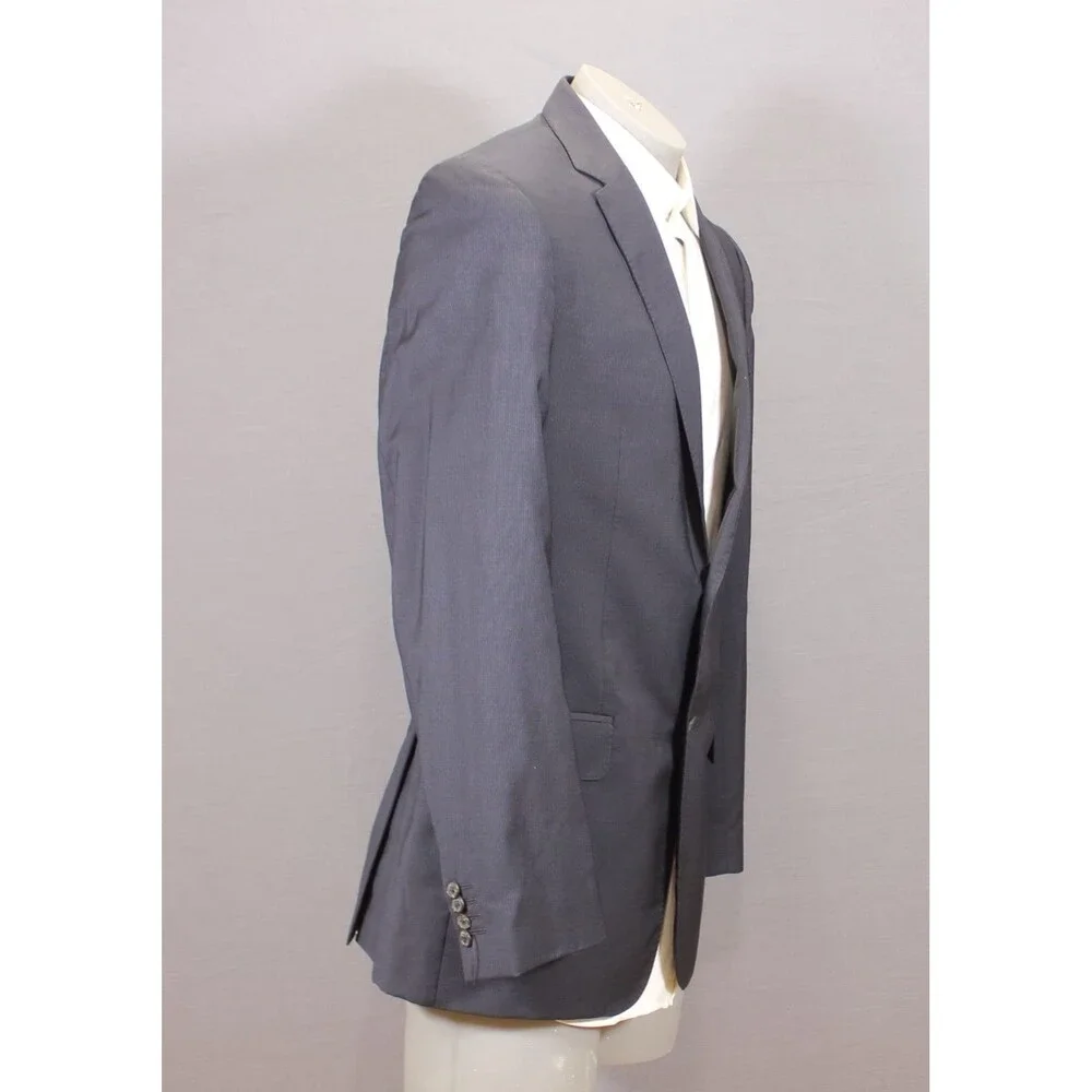 VALENTINO Italy Men Wool Suit Jacket Sport Coat Blazer Blue Striped 2 Btn 42R